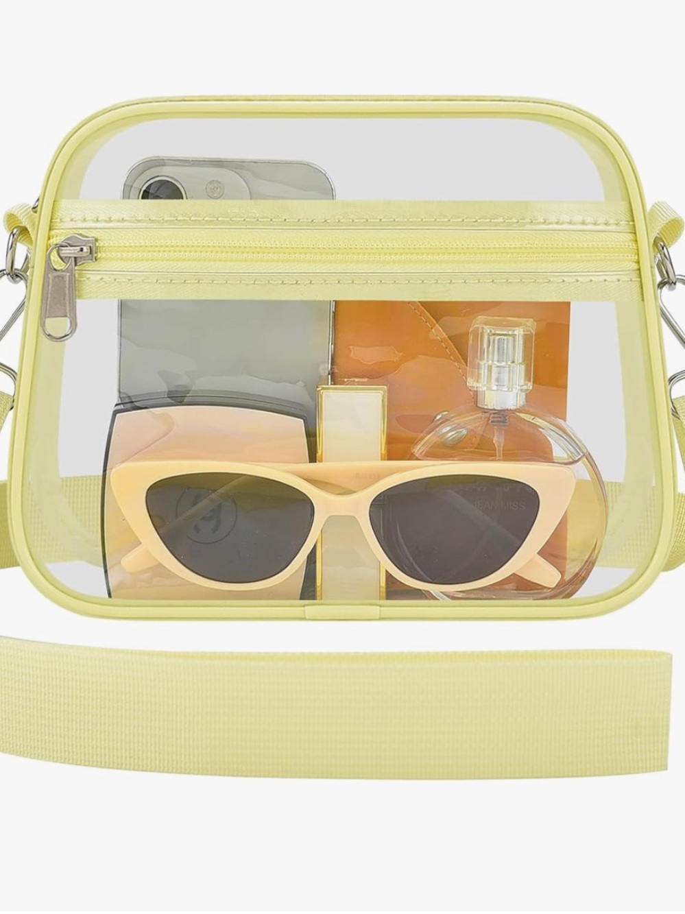Yellow Clear Stadium Crossbody Bag with Removable Strap